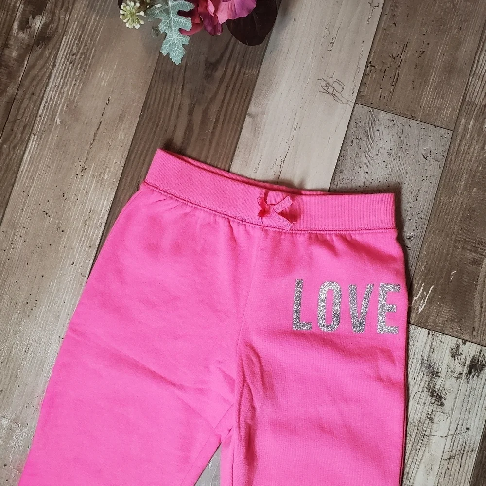 The Children’s Place Pink & Silver LOVE Jogger Sweatpants Girls Size Large 10/12